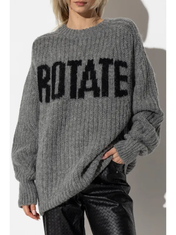 ROTATE BIRGER CHRISTENSEN ロゴインターシャ セーター | グレー 