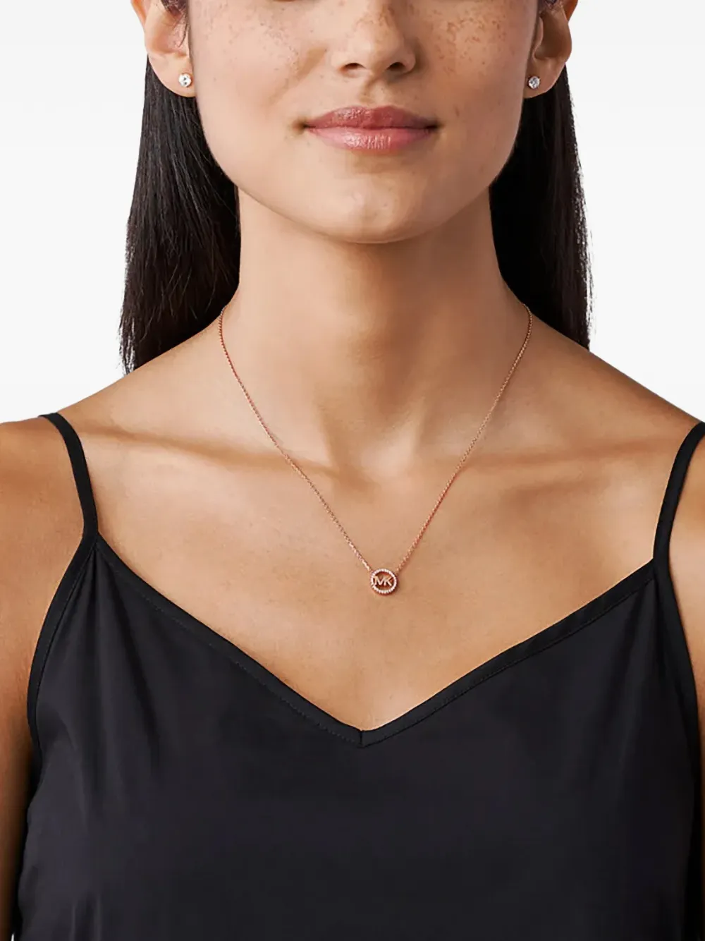 Michael Kors logo-pendant necklace set - Roze