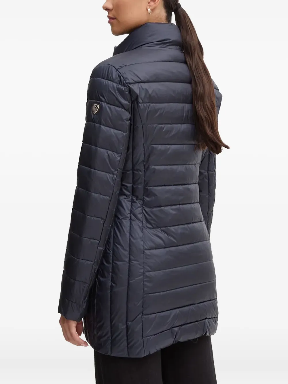 Ea7 Quilted Logo-plaque Coat In Blue