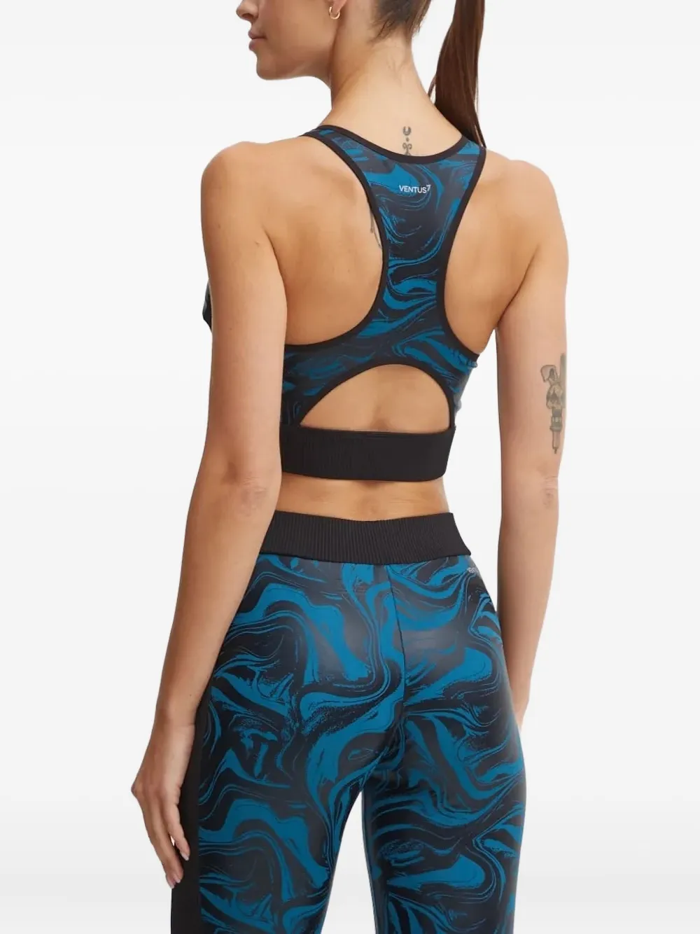 Ea7 Swirl-print Sports Bra In Multi