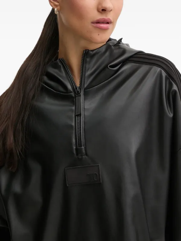 美品★EMPORIO ARMANI レザージャケット パーカー ロゴ　黒 Ea7 Emporio Armani フェイクレザーパーカー | ブラック | FARFETCH JP