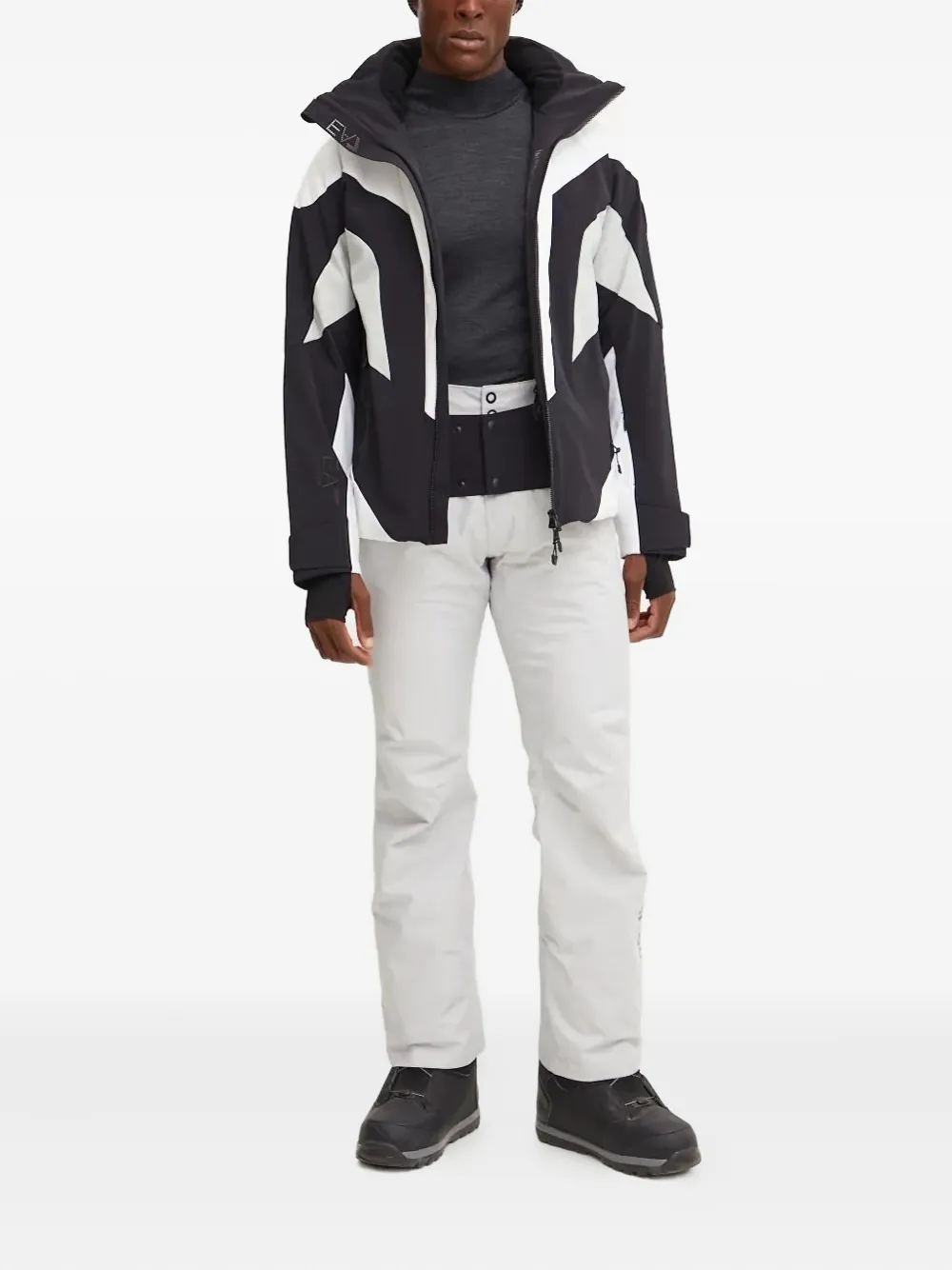 Ea7 Emporio Armani panelled hooded ski jacket Zwart