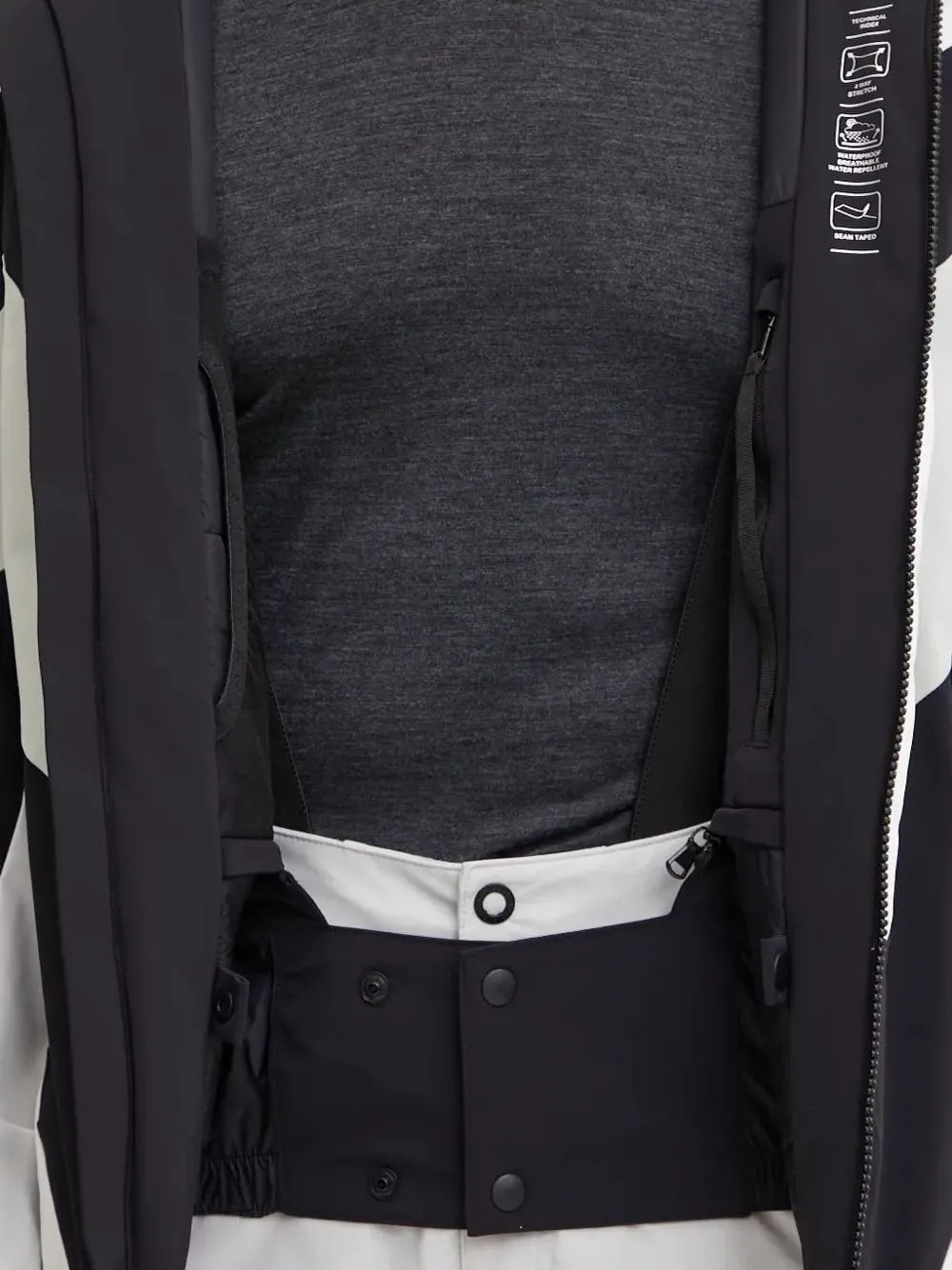 Ea7 Emporio Armani Ski-jack met capuchon en vlakken Zwart