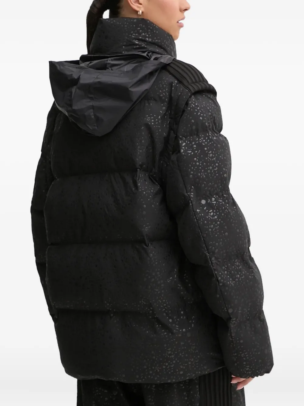 Ea7 Emporio Armani Gewatteerd donsjack met gespikkelde print Zwart