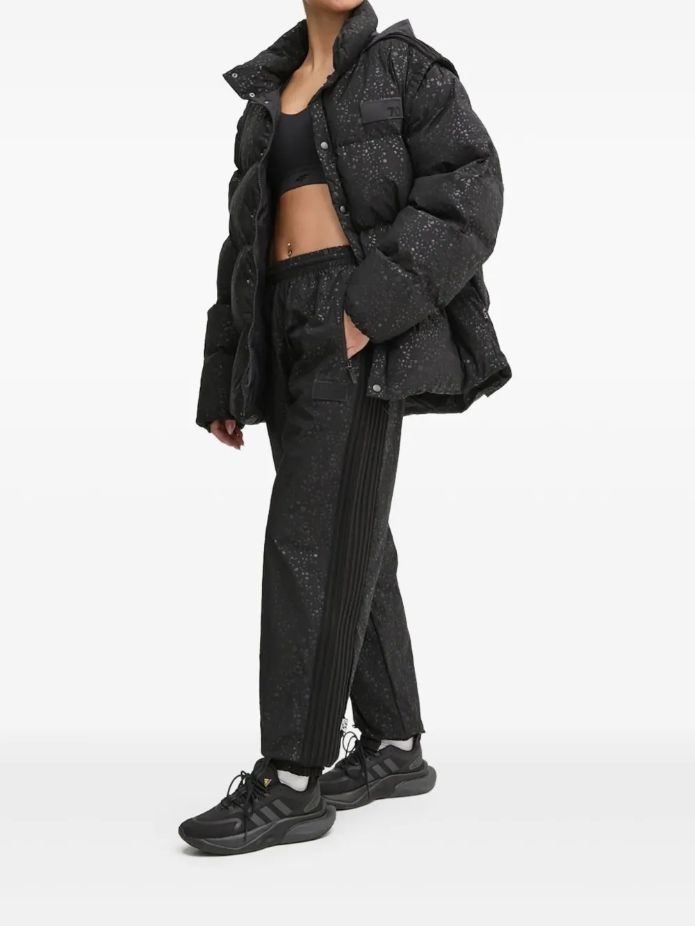 Ea7 Emporio Armani Gewatteerd donsjack met gespikkelde print Zwart