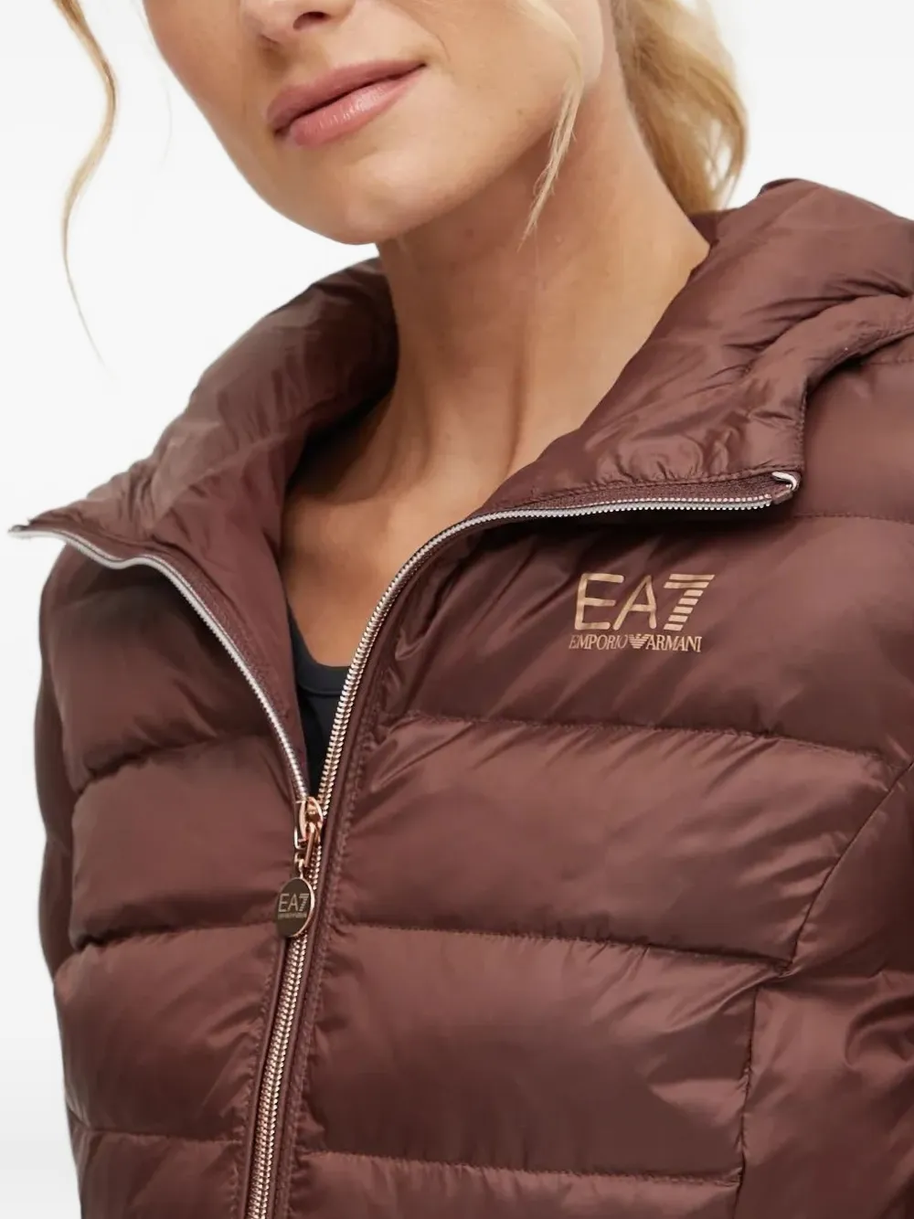 Ea7 Emporio Armani Gevoerd jack met capuchon Bruin