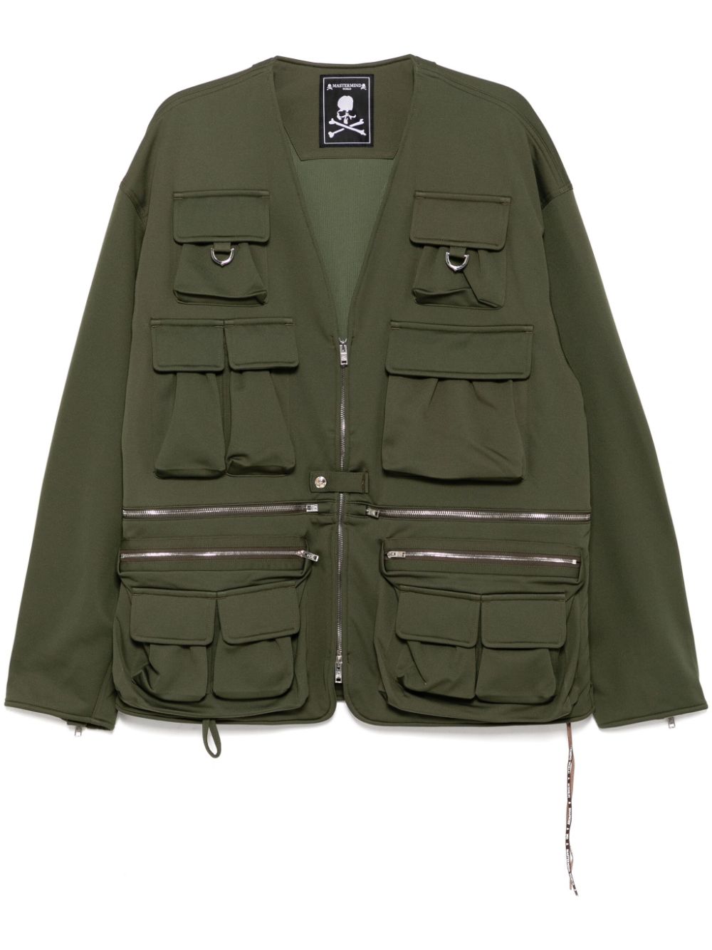 Mastermind World embroidered-logo military jackets - Green