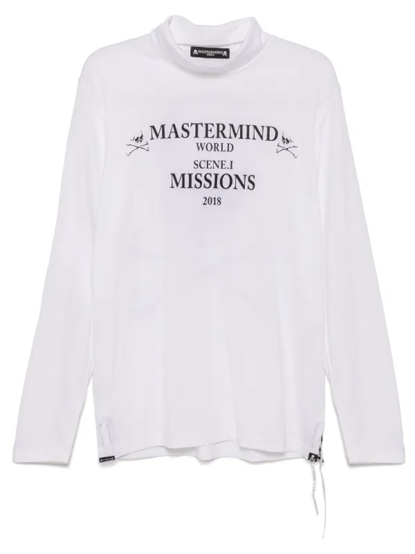 【関税込み】MASTERMIND WORLD ホワイト ロゴ刺繍 長袖Tシャツ Mastermind World ロゴ ロングTシャツ | ホワイト | FARFETCH JP