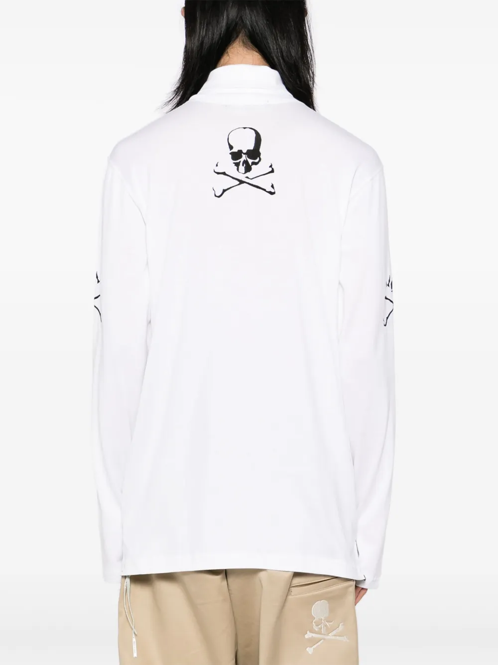 Mastermind World T-shirt met geborduurd logo en lange mouwen Wit