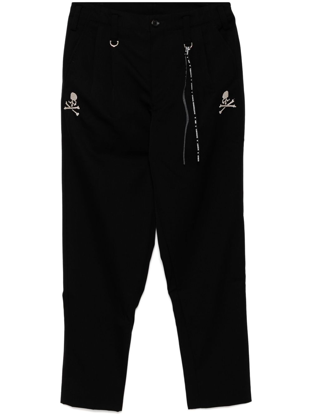 Mastermind World embroidered-logo tapered trousers - Black