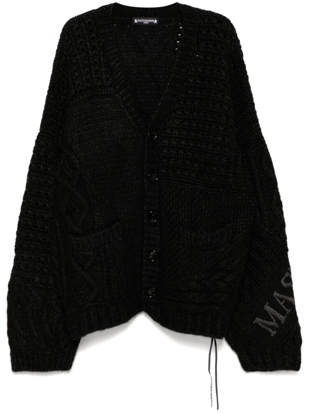 Mastermind World logo cable cardigan - Black