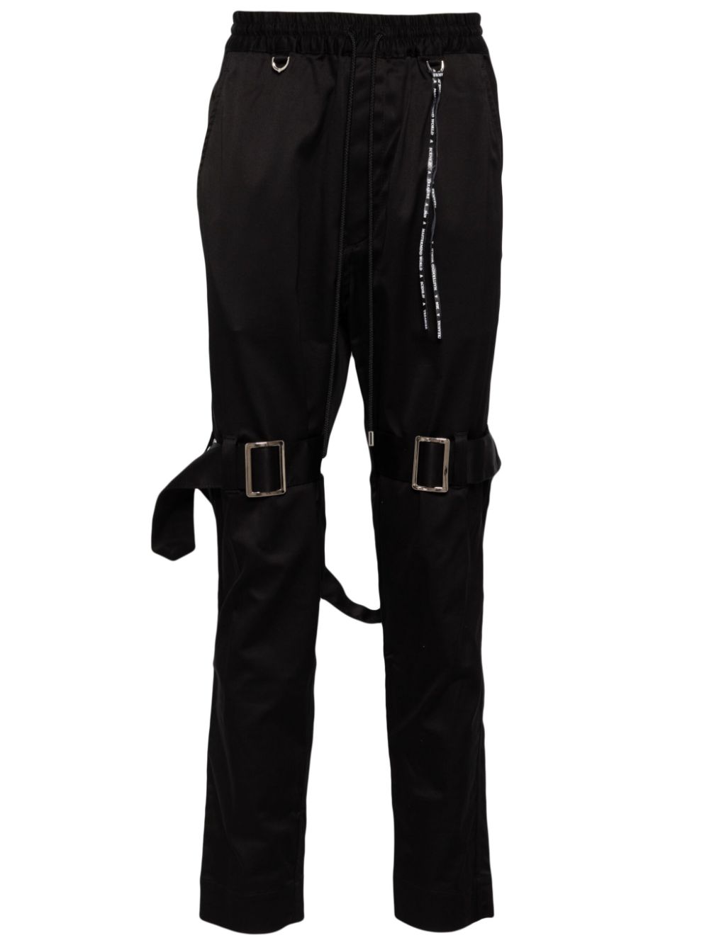 Mastermind World logo-straps trousers - Black