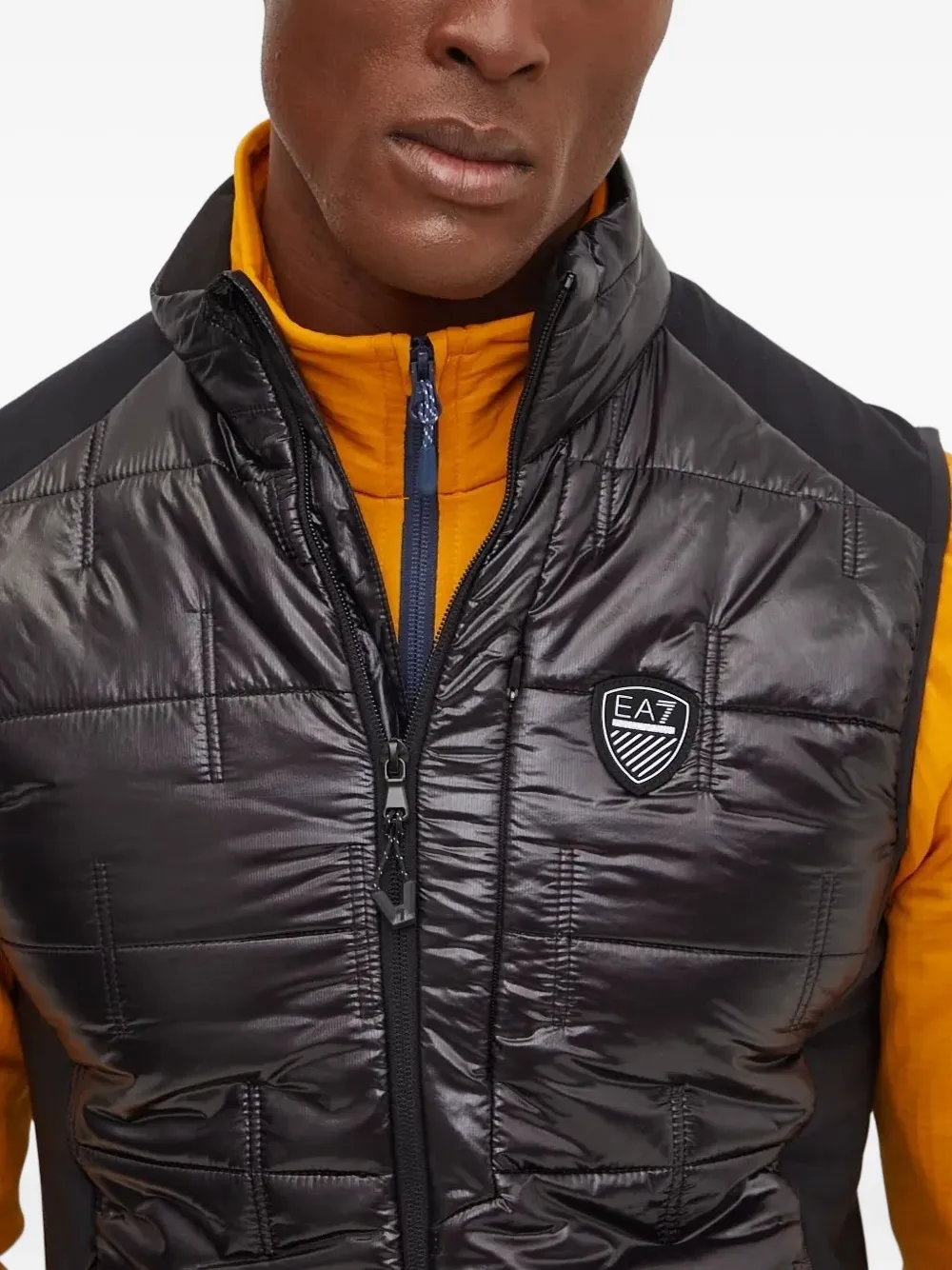 Ea7 Emporio Armani Bodywarmer met logopatch Zwart