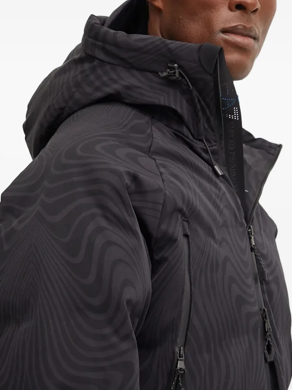 Ea7 Emporio Armani Ski-jack met golvend patroon Zwart