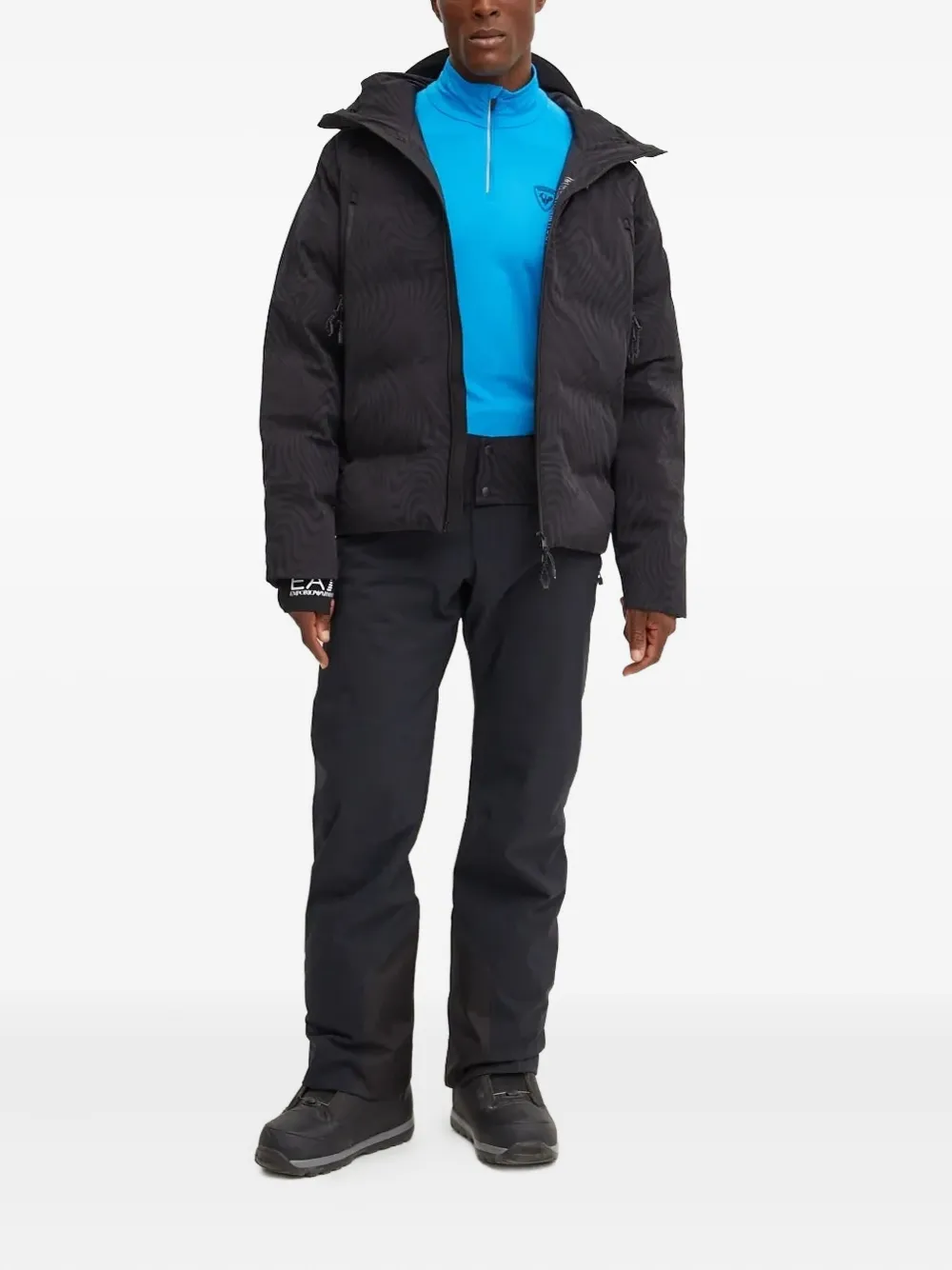 Ea7 Emporio Armani wave-pattern ski jacket Zwart