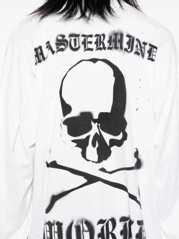 【関税込み】MASTERMIND WORLD ホワイト ロゴ刺繍 長袖Tシャツ Mastermind World ロゴ ロングTシャツ | ホワイト | FARFETCH JP