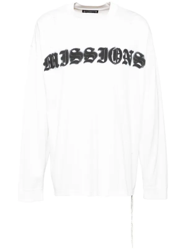 【関税込み】MASTERMIND WORLD ホワイト ロゴ刺繍 長袖Tシャツ Mastermind World ロゴ ロングTシャツ | ホワイト | FARFETCH JP