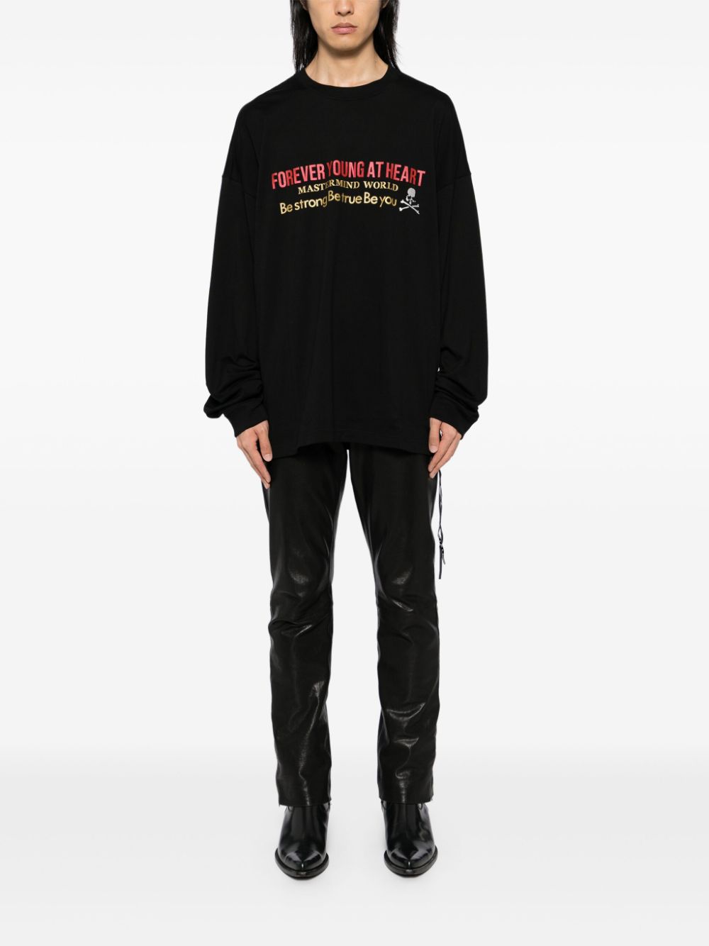 Mastermind World T-shirt met tekst en lange mouwen - Zwart