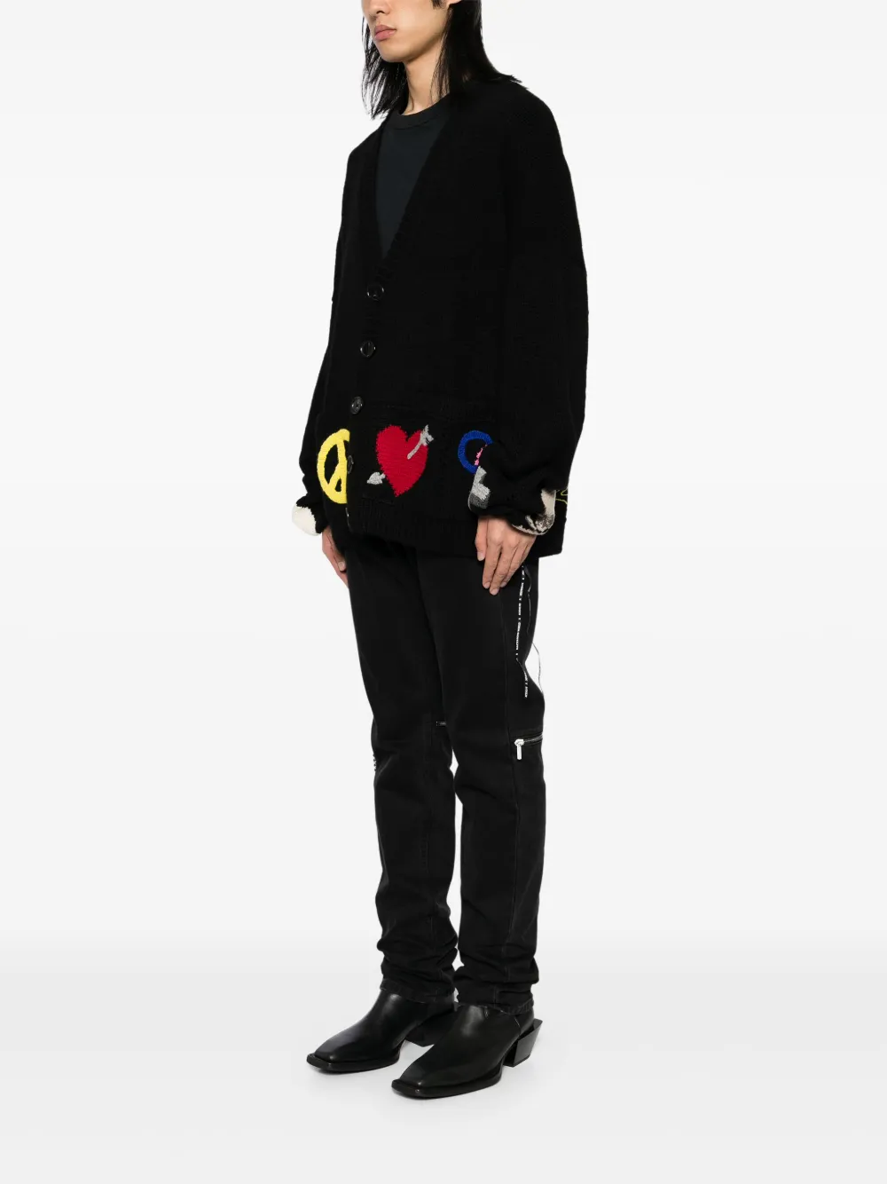 Mastermind Japan Motif Print Cardigan In Schwarz