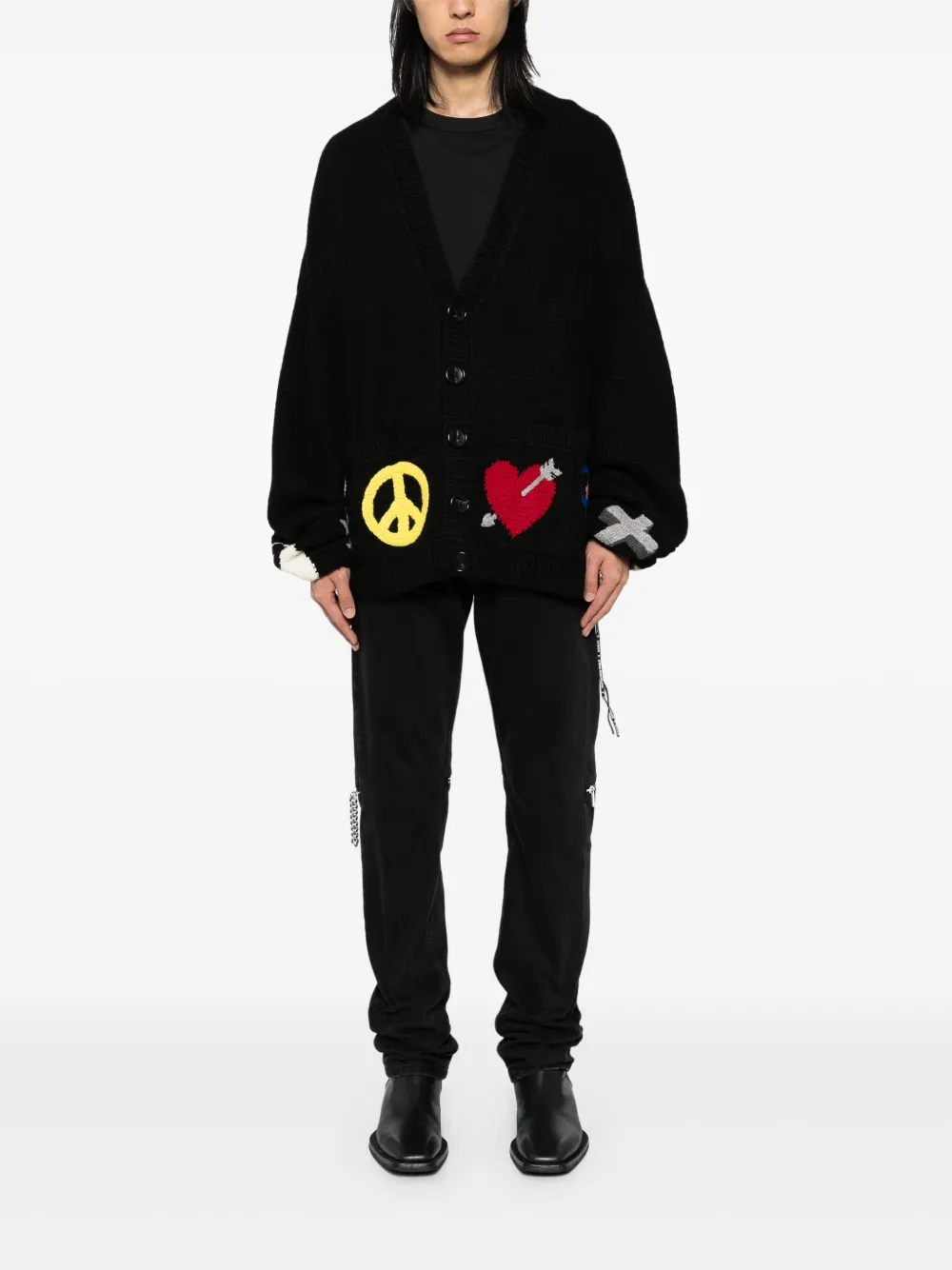 Mastermind Japan Motif Print Cardigan In Schwarz