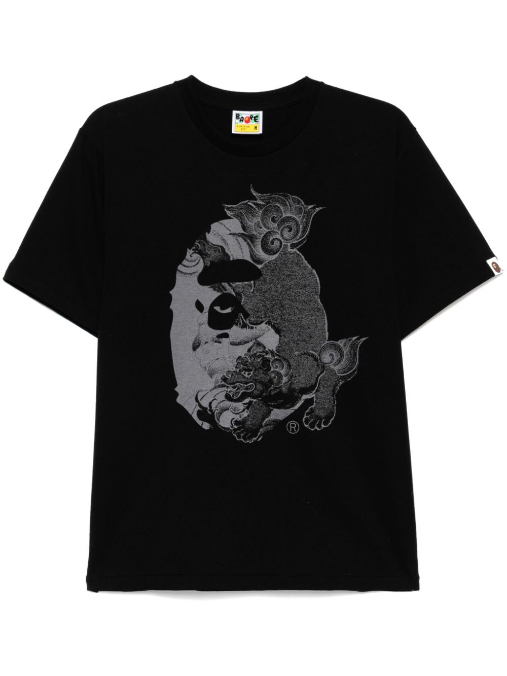 A BATHING APE Japanese tattoo big Ape head T-shirt Zwart