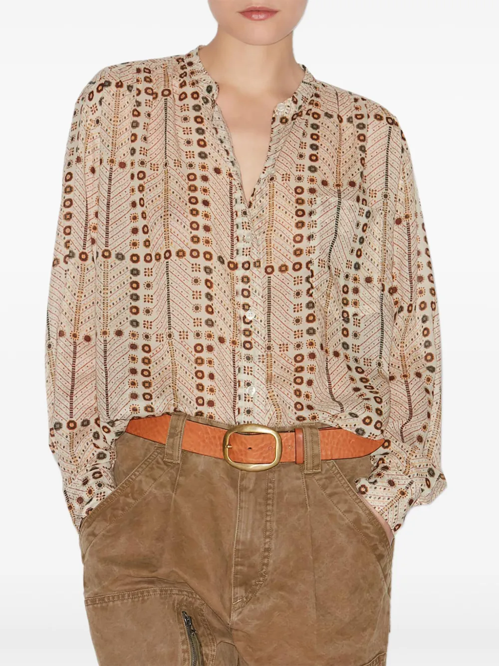 Isabel Marant Étoile Mexika Printed Cotton-voile Shirt In Neutrals