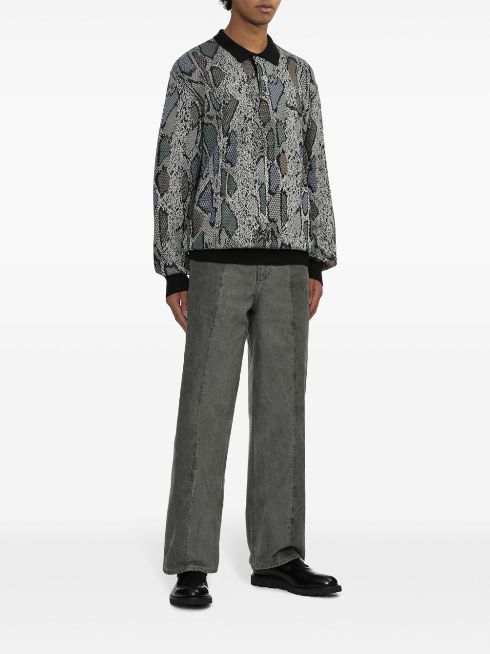 WACKO MARIA Poloshirt met python print - Grijs