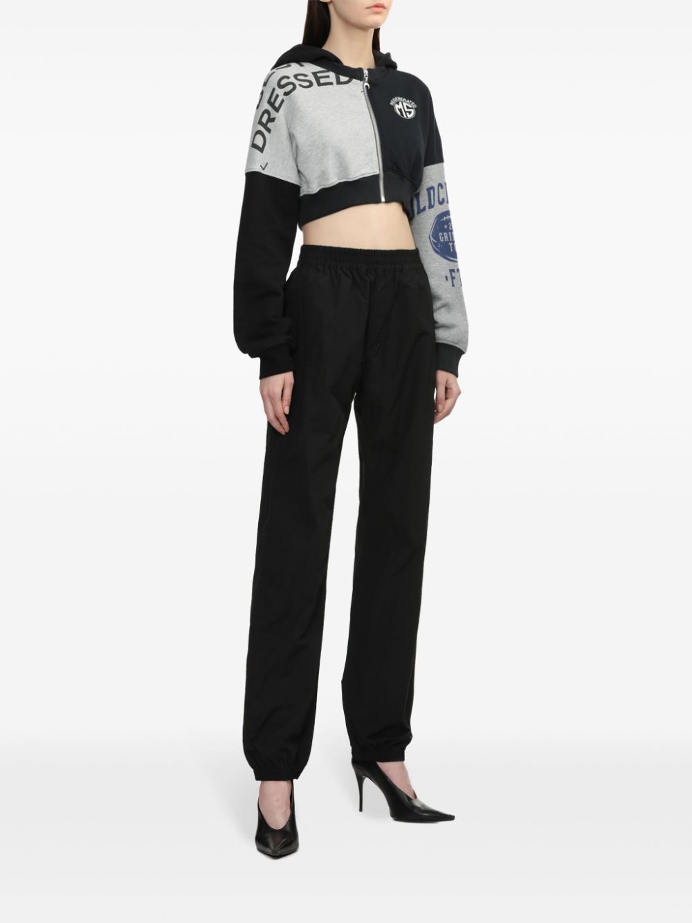 Marine Serre Cropped hoodie met print - Grijs