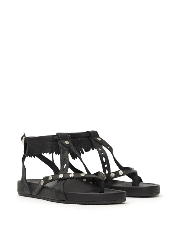 サンダル・ミュール Isabel Marant Black Leather Mellan Sandals ISABEL MARANT Mellan crystal-embellished Suede Sandals