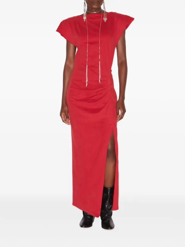 【送料&関税込】Isabel Marant Draped Maxi Dress Nadela draped cotton maxi dress in black - Isabel Marant