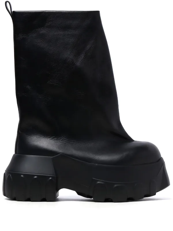 Rick Owens ミッドカーフ レザーブーツ | ブラック | FARFETCH JP