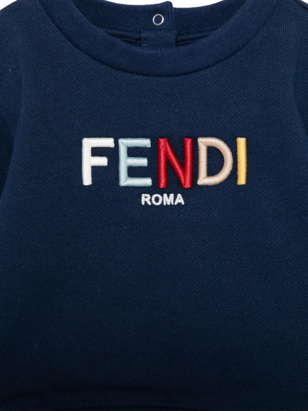 Fendi Kids Sweater met geborduurd logo Blauw