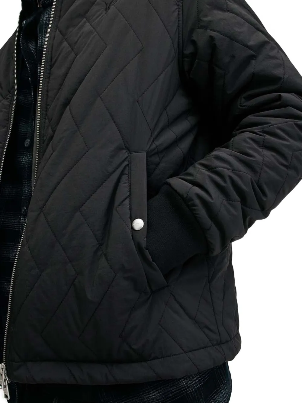 Allsaints Tyk Diamond-quilted Bomber Jacket In Gray