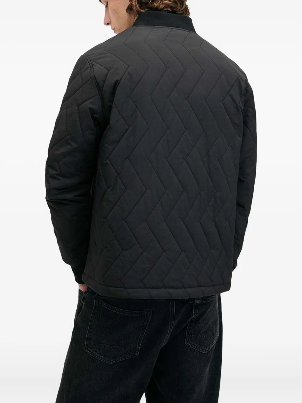 Allsaints Tyk Diamond-quilted Bomber Jacket In Gray