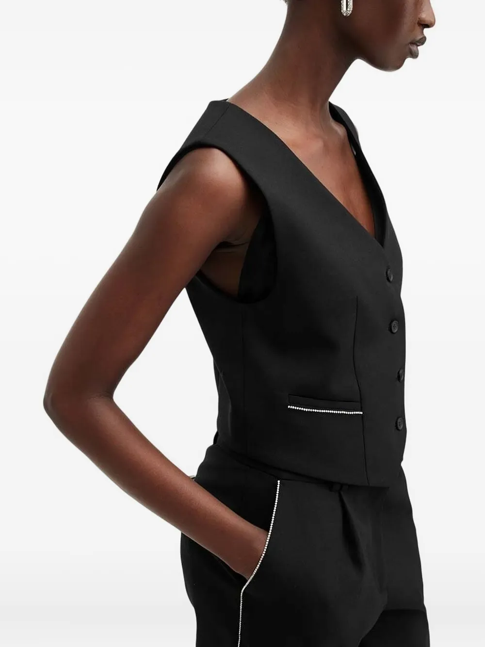 Allsaints Atlas Crystal-trimmed Vest In Black