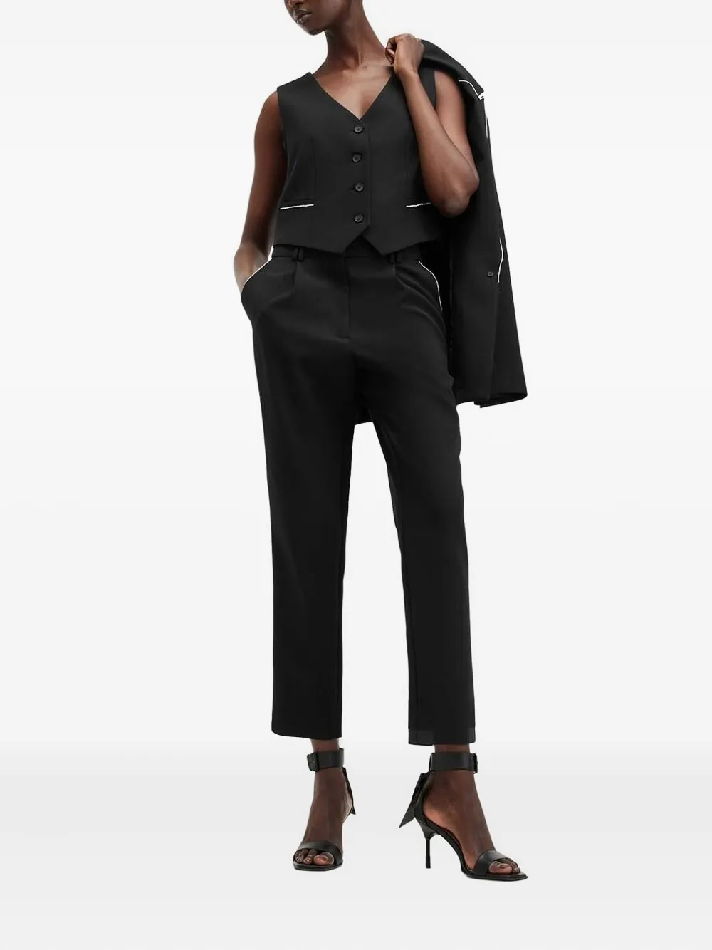 Allsaints Atlas Crystal-trimmed Vest In Black