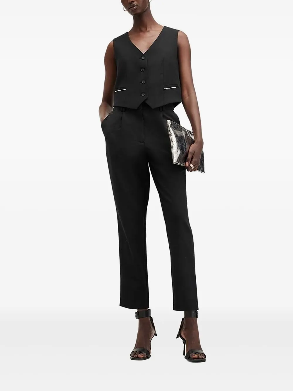 Allsaints Atlas Crystal-trimmed Vest In Black