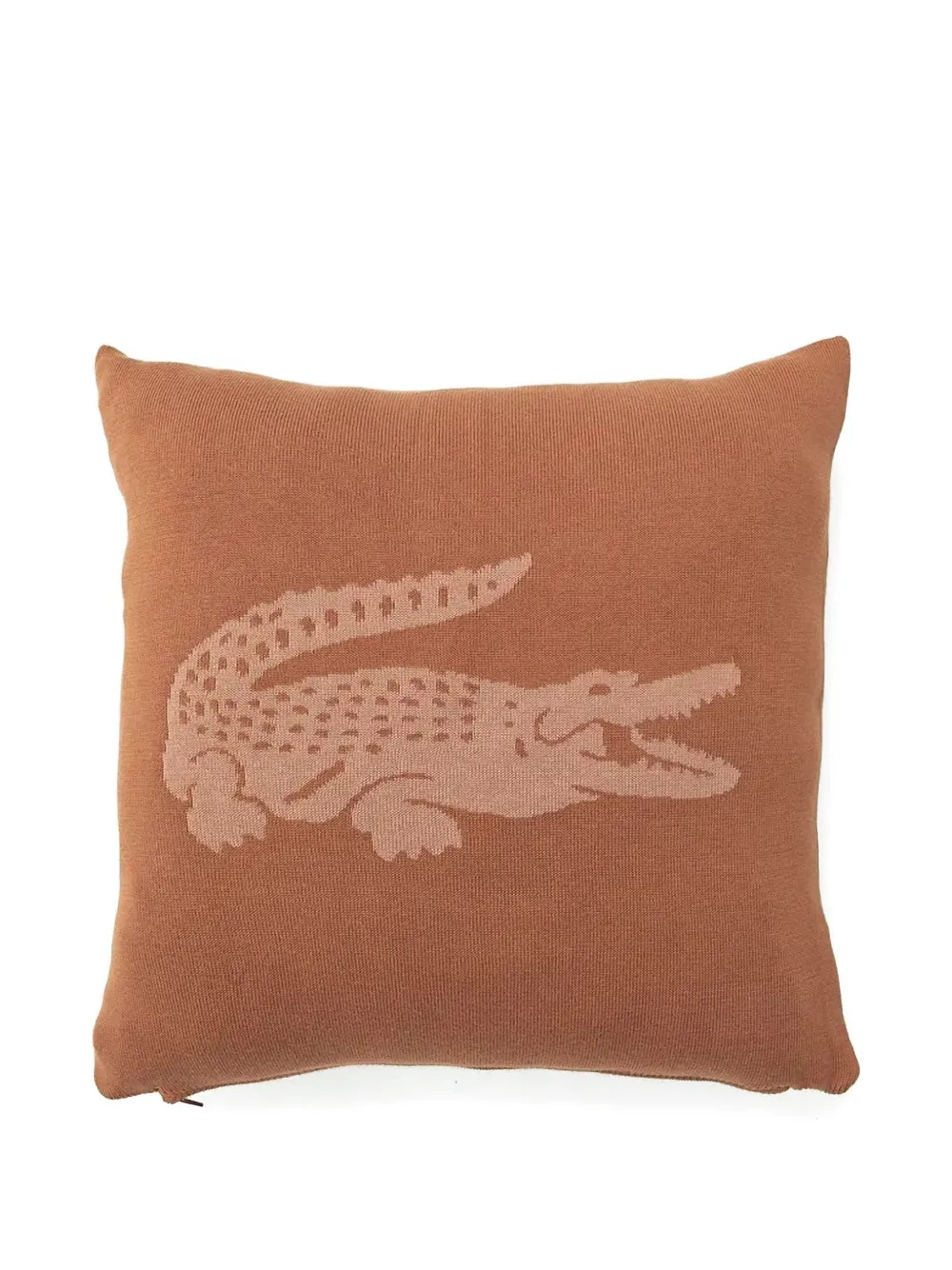 Lacoste クロコパターン スロー45cm x 45cm - ブラウン Lacoste クロコパターン スロー45cm x 45cm - ブラウン