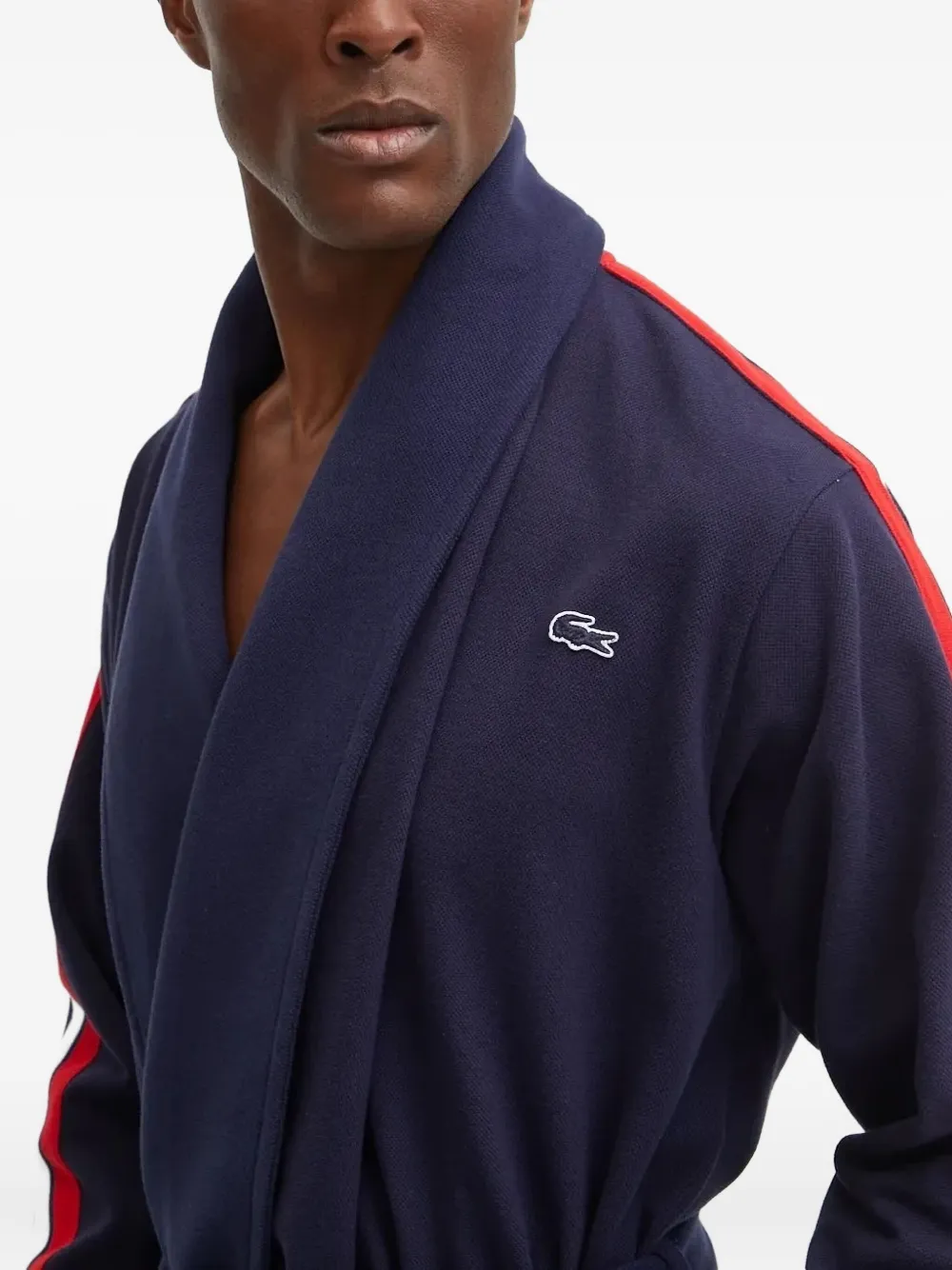 Lacoste Badjas met zijstreep Blauw