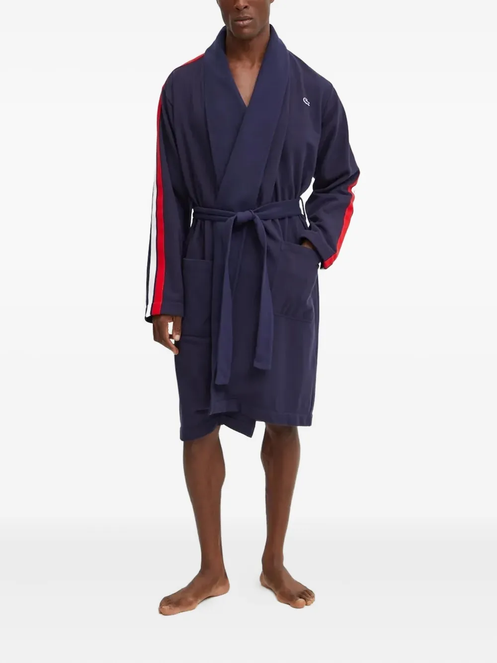 Lacoste Badjas met zijstreep Blauw