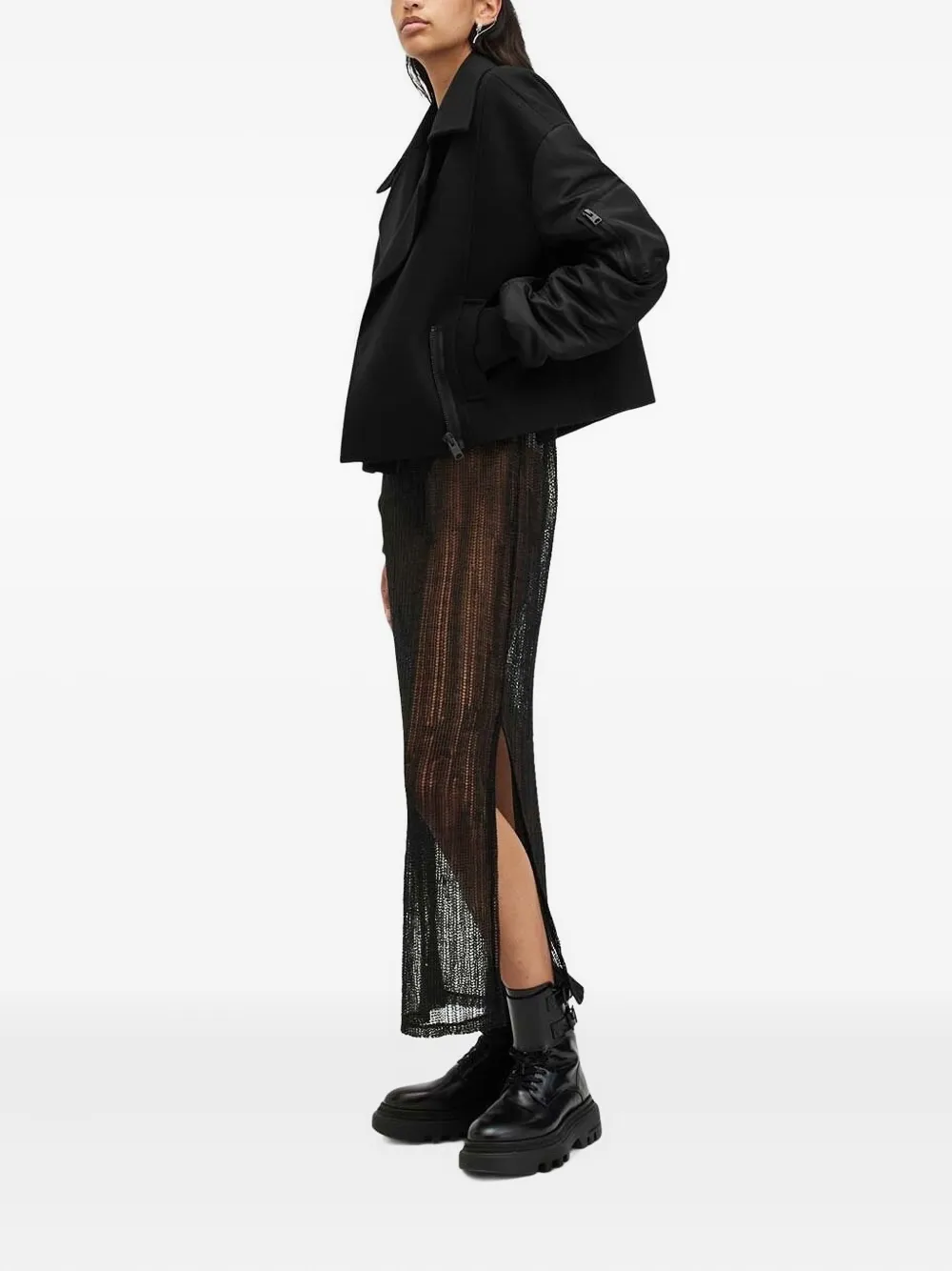 Allsaints Orla Wool-blend Bomber Jacket In Black
