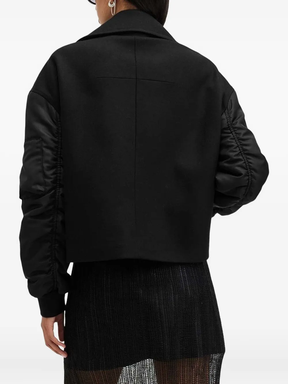 Allsaints Orla Wool-blend Bomber Jacket In Black