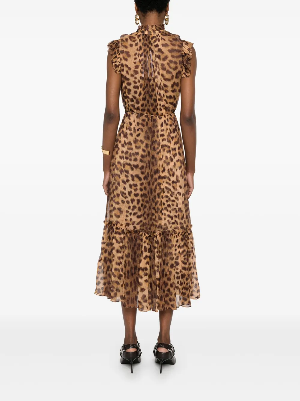 ZIMMERMANN Crush Flutter midi-jurk Bruin