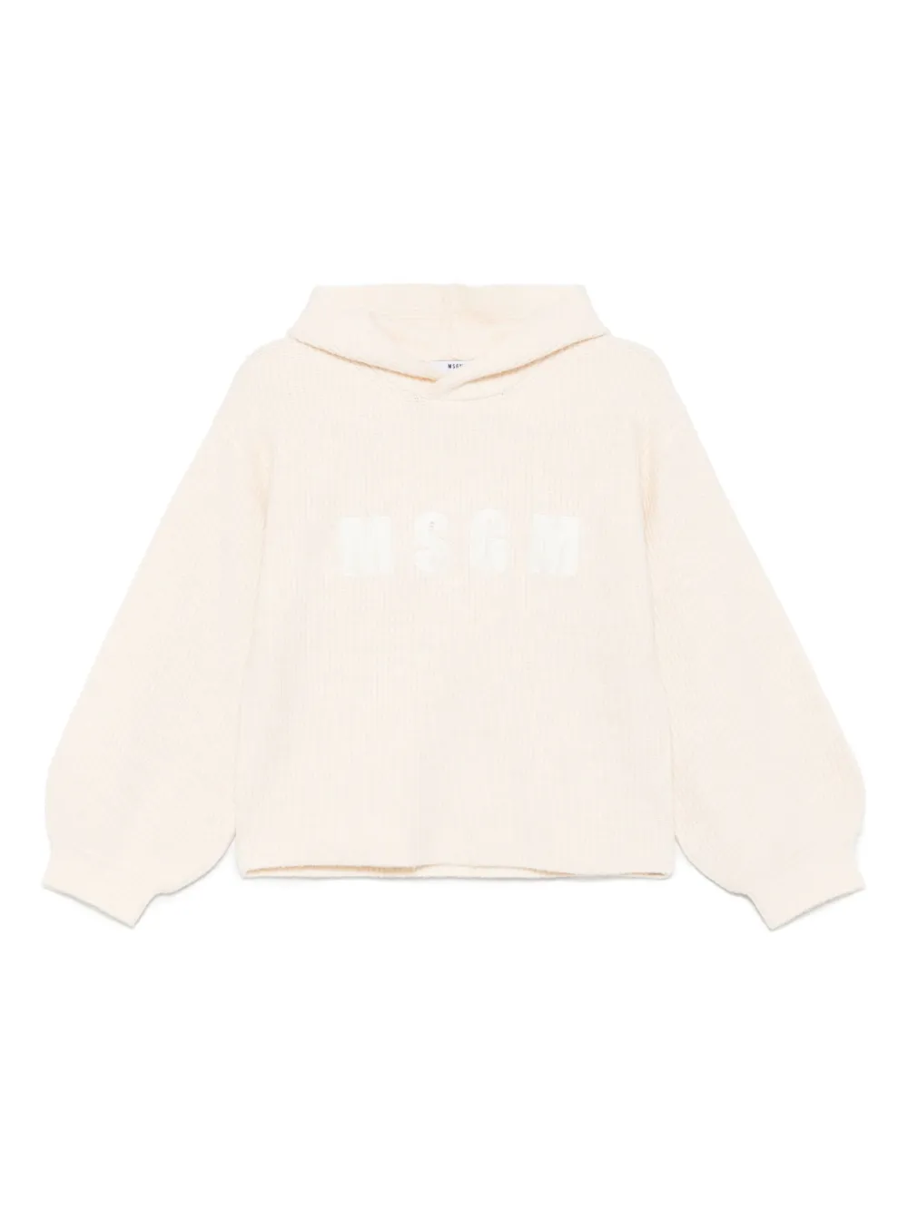 MSGM Kids Grofgebreide hoodie Beige