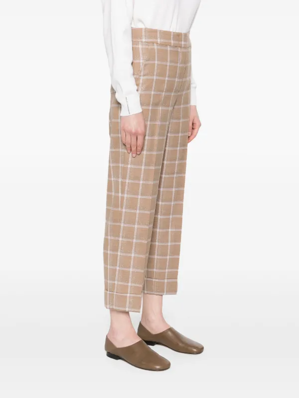 パンツ PESERICO Women Straight Pants P0407202600 949 BROWN Peserico Pants Women 42 6 Brown Paisley Wool Slim Leg Ankle