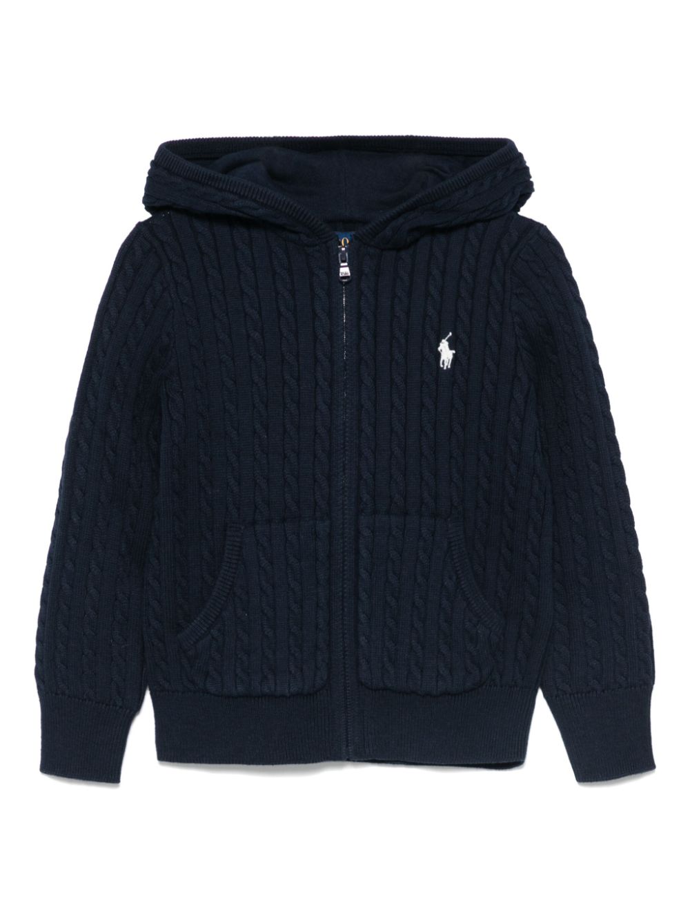 POLO RALPH LAUREN KIDS cable-knit hooded cardigan - Blue