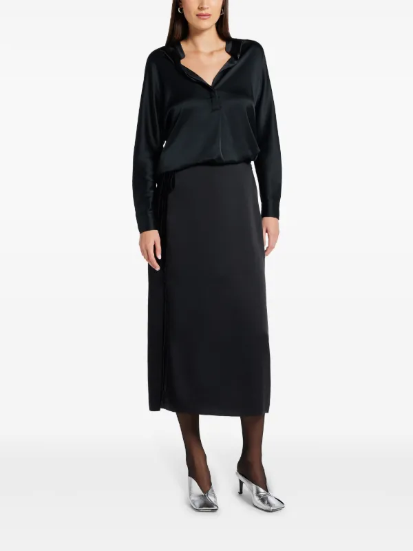 Vince velvet-trim Midi Skirt Black FARFETCH IN