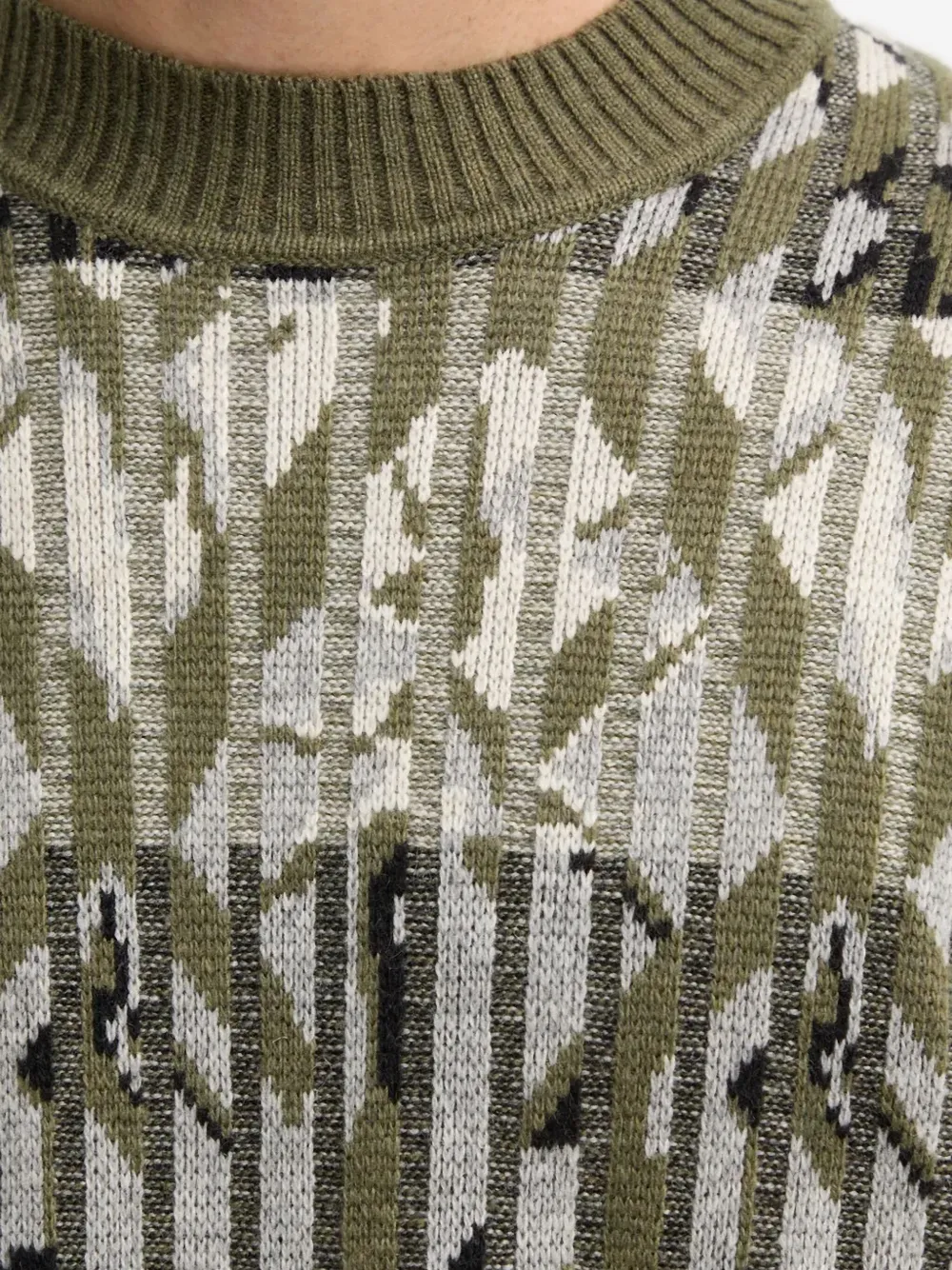 Liu •jo Patterned Crew-neck Sweater In Green