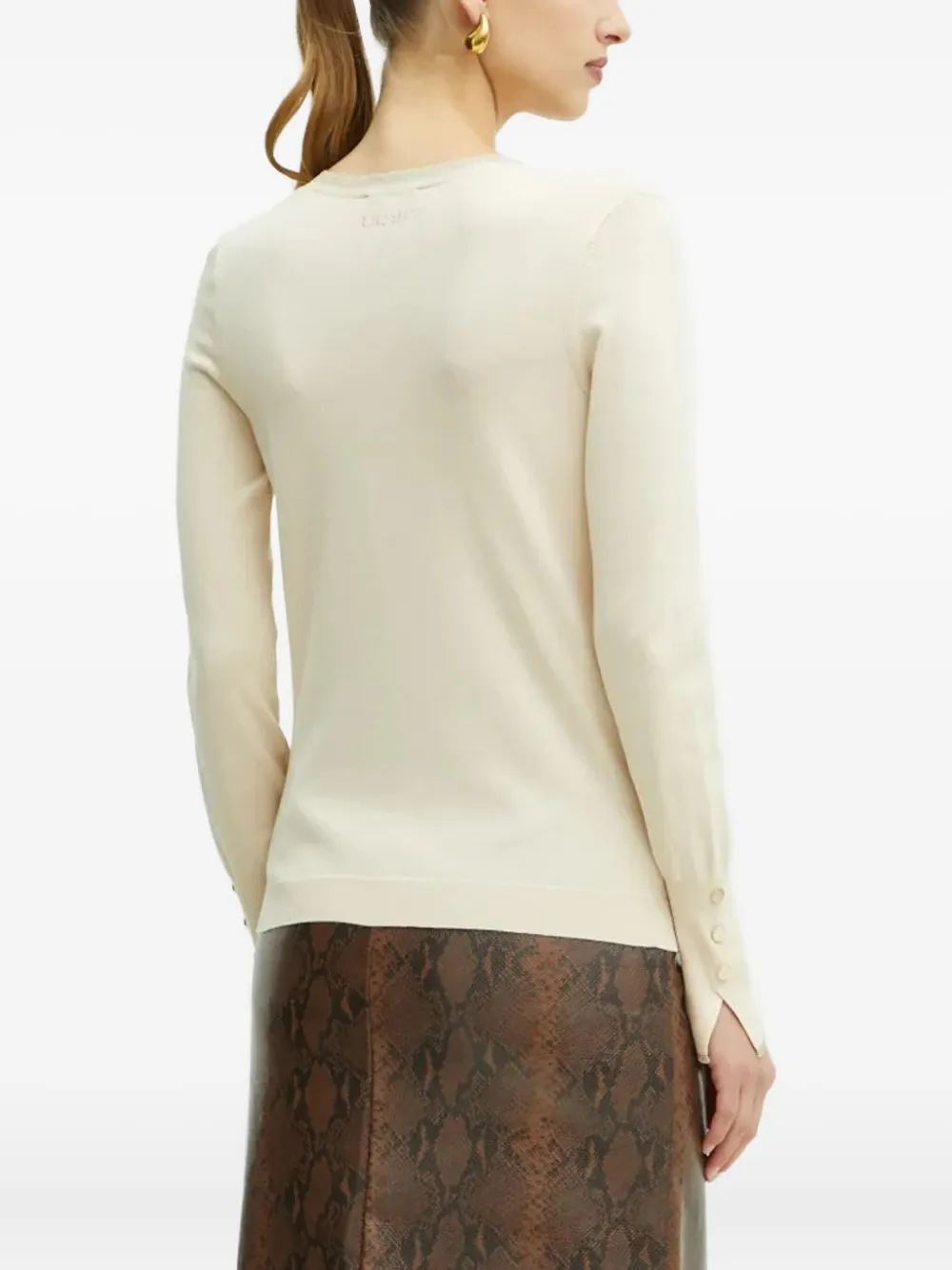 Liu •jo Lace-trimmed V-neck Jumper In Metallic