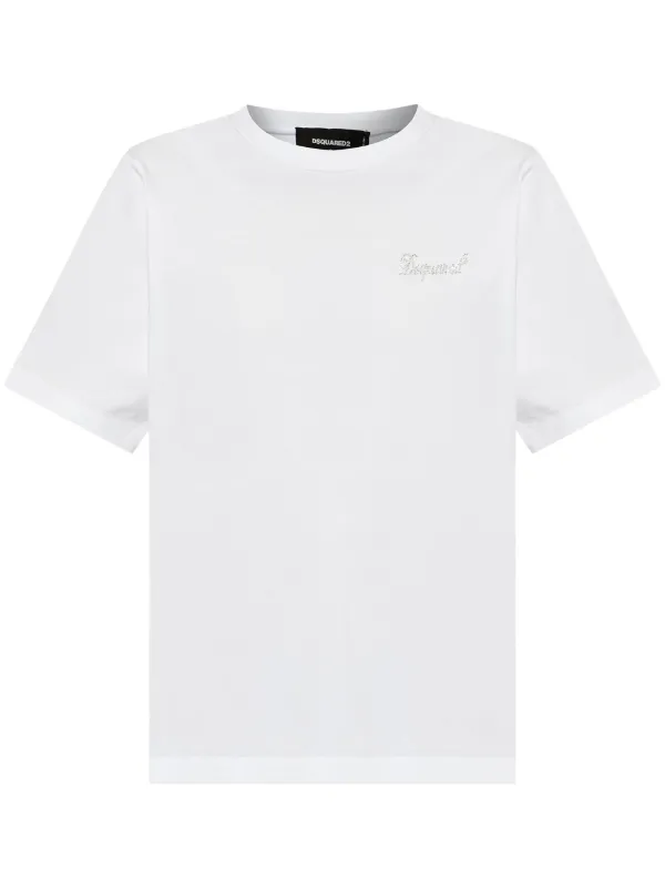 DSQUARED2 ラインストーンロゴ Tシャツ | ホワイト | FARFETCH JP